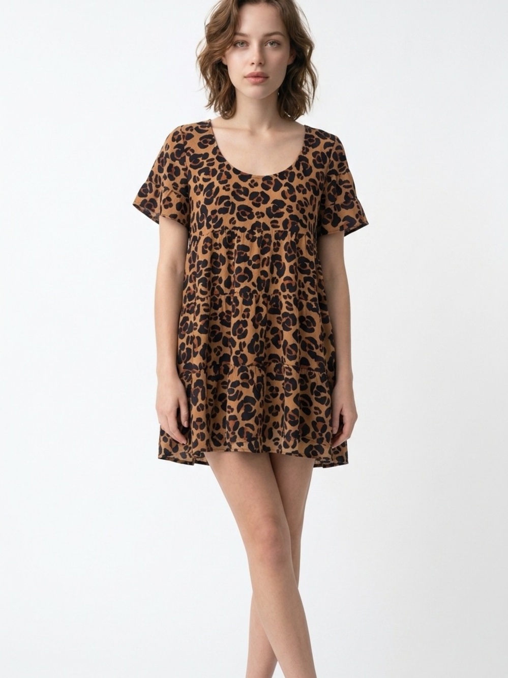 SHOW ME YOUR MUMU | Vakkey Leopard Print Babydoll Mini Dress Women’s Size Medium